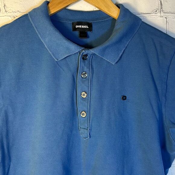 Vintage Y2K Diesel Faded Blue Polo Golf Shirt size L Large - Picture 2 of 10